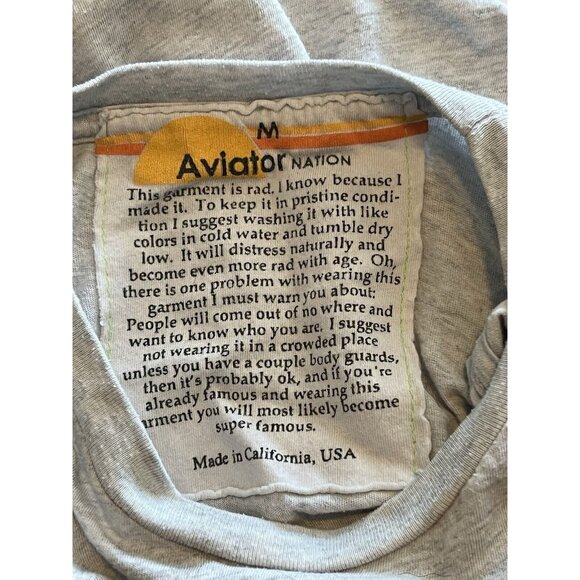 AVIATOR NATION Light Gray Long Sleeve Logo Tee T-Shirt - Women's Medium - Picture 9 of 13
